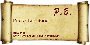 Preszler Bene névjegykártya